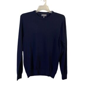 Bonobos Mens Slim Fit Navy Blue 100% Extra Fine Merino Wool Crewneck Sweater L